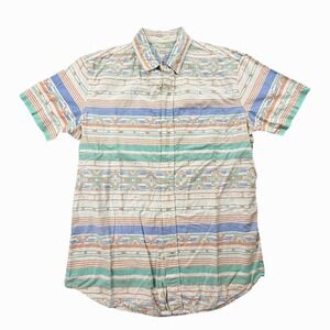 Free Planet Aztec Stripe Short Sleeve Button Up Shirt Men's Medium